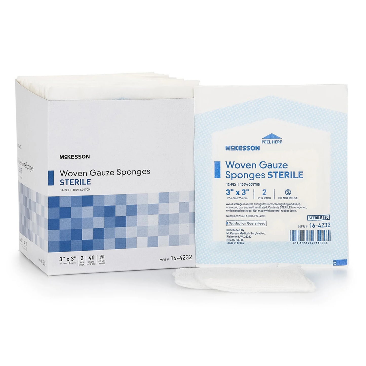 Gauze Sponges First Aid Supplies, Woven Wound Care Pad - 3 in X 3 In, 40 per Pack, 1 Pack