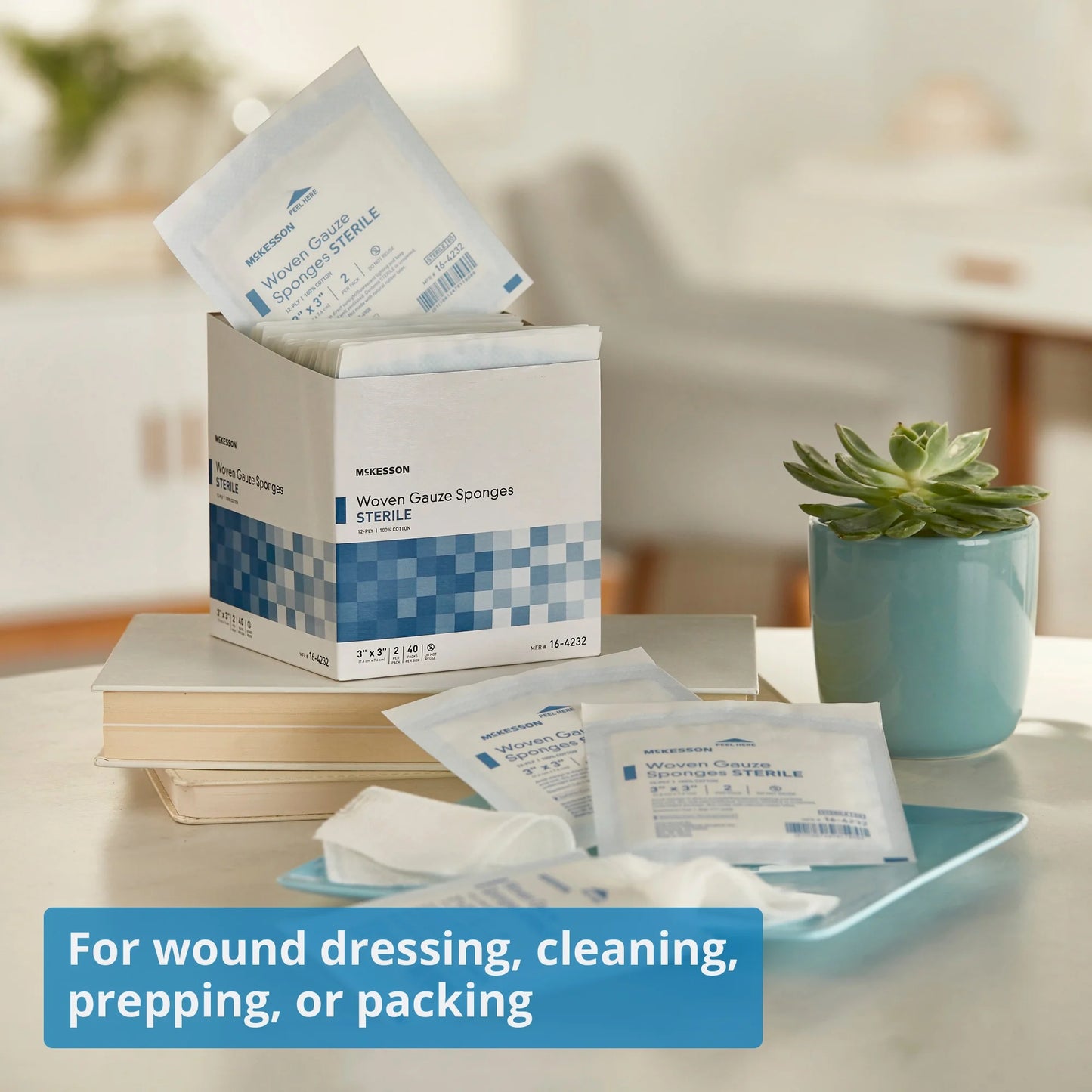 Gauze Sponges First Aid Supplies, Woven Wound Care Pad - 3 in X 3 In, 40 per Pack, 1 Pack